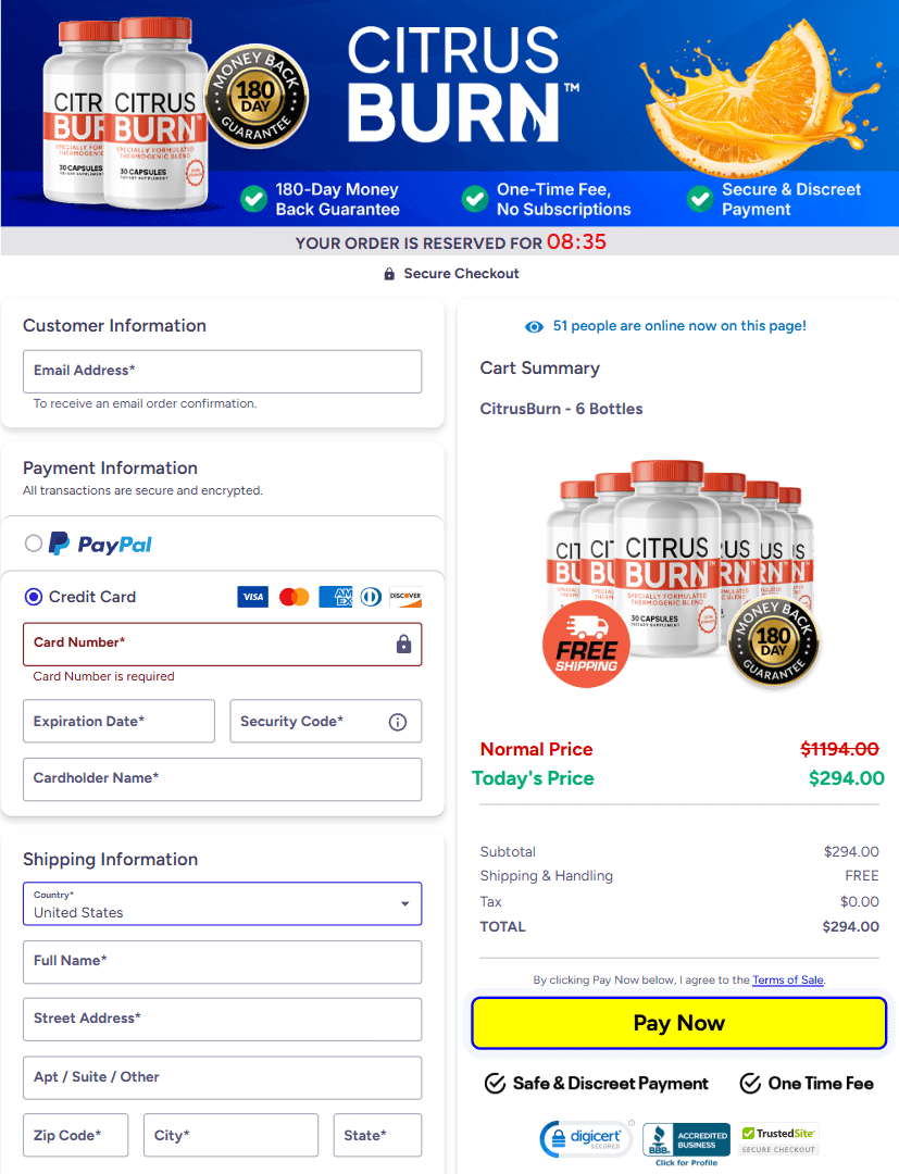 CitrusBurn order page